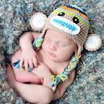 Crochet Boys Stripe Sock Monkey Hat Newborn To..