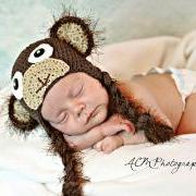Crochet Monkey Hat Newborn to Toddler sizing Photography prop