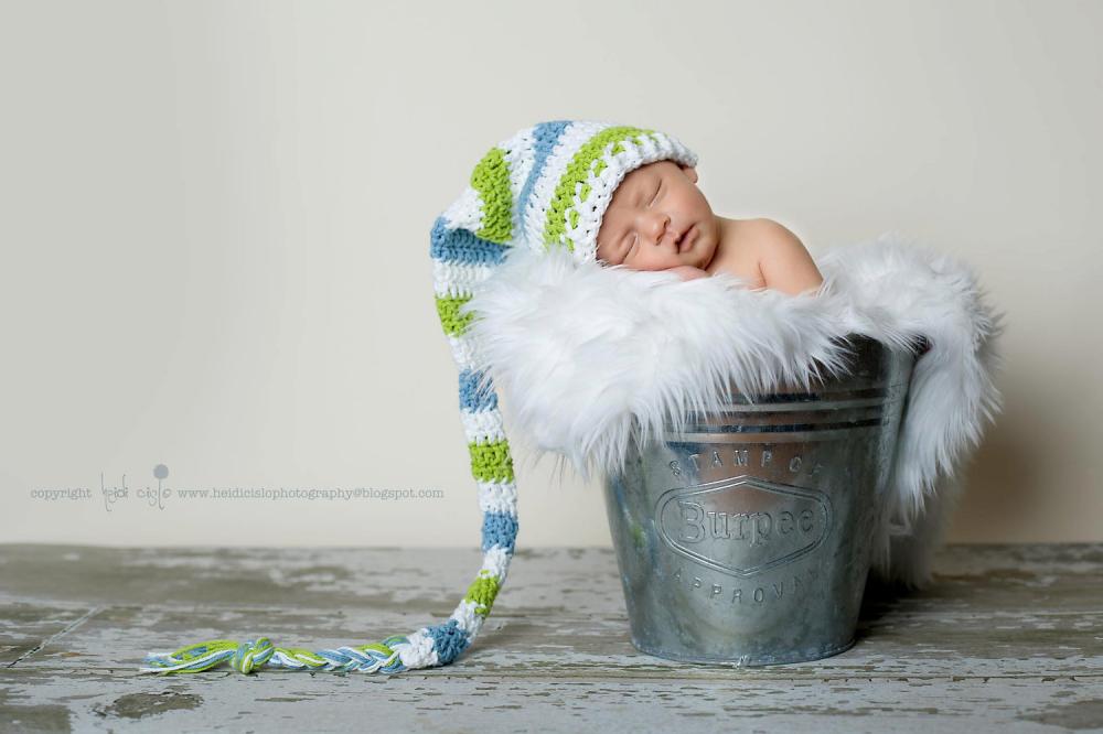 Crochet Long Tail Pixie Elf Hat Newborn Only Photography Prop