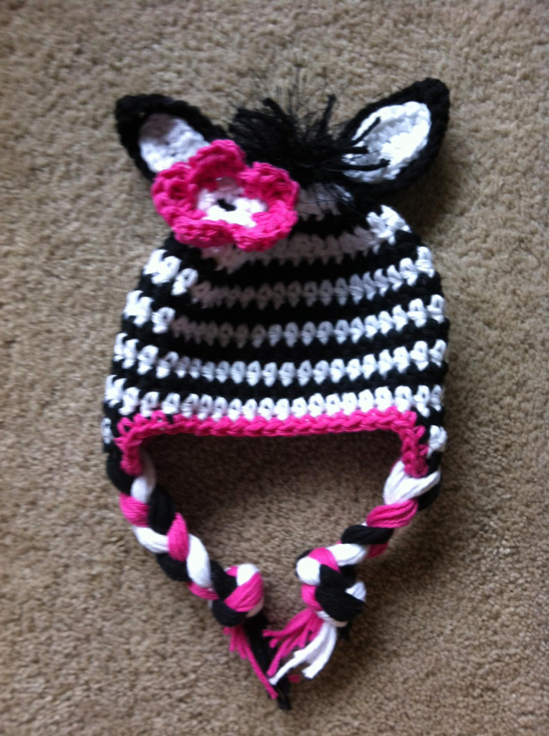 crochet zebra hat